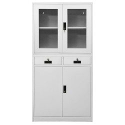 vidaXL Armario de oficina acero vidrio templado gris claro 90x40x180cm