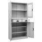 vidaXL Armario de oficina acero vidrio templado gris claro 90x40x180cm