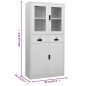 vidaXL Armario de oficina acero vidrio templado gris claro 90x40x180cm