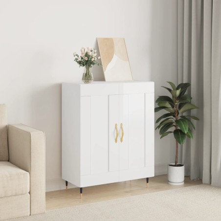 vidaXL Aparador de madera contrachapada blanco brillante 69,5x34x90 cm