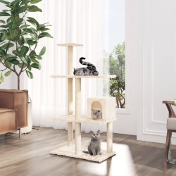 vidaXL Rascador para gatos con postes de sisal color crema 119 cm