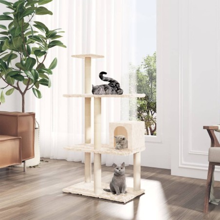 vidaXL Rascador para gatos con postes de sisal color crema 119 cm