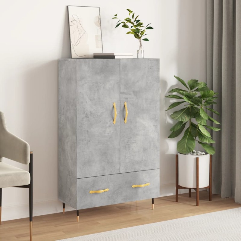 vidaXL Aparador alto madera de ingeniería gris hormigón 69,5x31x115 cm
