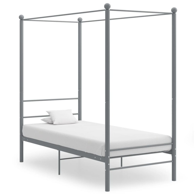 vidaXL Estructura de cama con dosel metal gris 100x200 cm vidaXL Estructura de cama con dosel metal gris 100x200 cm