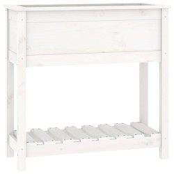 vidaXL Jardinera con estante madera maciza pino blanco 82,5x34,5x81 cm