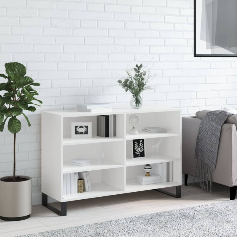 vidaXL Aparador de madera contrachapada blanco brillo 103,5x35x70 cm vidaXL Aparador de madera contrachapada blanco brillo 103,5x35x70 cm