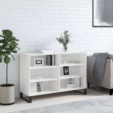 vidaXL Aparador de madera contrachapada blanco brillo 103,5x35x70 cm