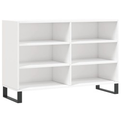 vidaXL Aparador de madera contrachapada blanco brillo 103,5x35x70 cm