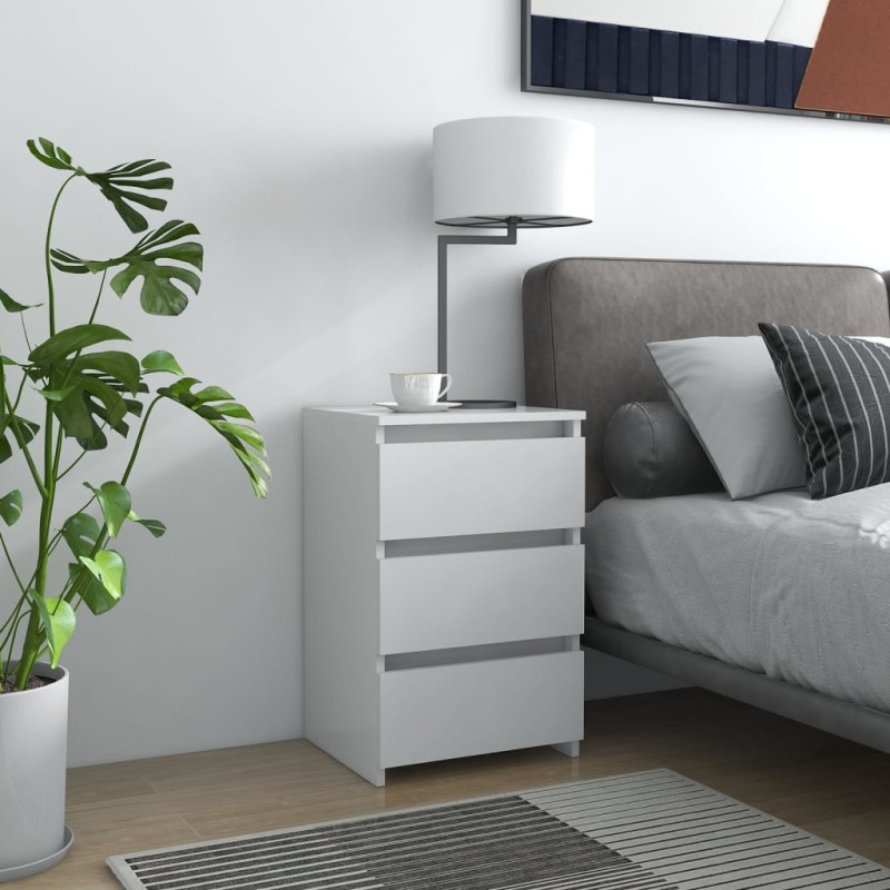 vidaXL Mesita de noche madera de ingeniería blanco 40x35x62,5 cm vidaXL Mesita de noche madera de ingeniería blanco 40x35x62,5 cm