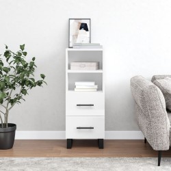 vidaXL Aparador de madera contrachapada blanco brillante 34,5x34x90 cm