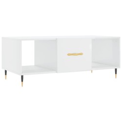 vidaXL Mesa de centro madera contrachapada blanco brillo 102x50x40 cm