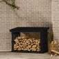 vidaXL Leñero de madera maciza de pino negro 108x64,5x77 cm vidaXL Leñero de madera maciza de pino negro 108x64,5x77 cm