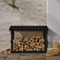 vidaXL Leñero de madera maciza de pino negro 108x64,5x77 cm vidaXL Leñero de madera maciza de pino negro 108x64,5x77 cm
