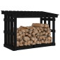 vidaXL Leñero de madera maciza de pino negro 108x64,5x77 cm vidaXL Leñero de madera maciza de pino negro 108x64,5x77 cm