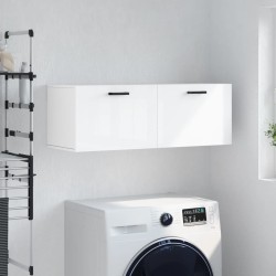vidaXL Armario de pared madera ingeniería blanco brillo 100x36,5x35 cm