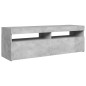 vidaXL Mueble de TV con luces LED gris hormigón 120x35x40 cm