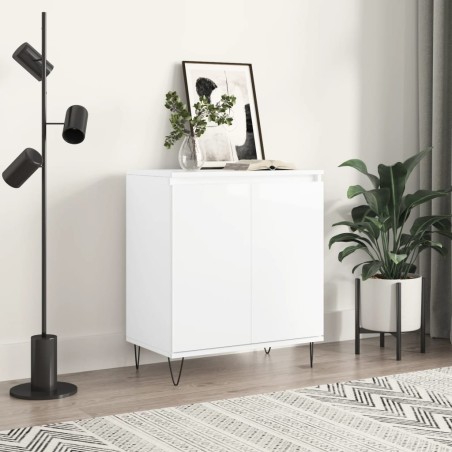 vidaXL Aparador de madera contrachapada blanco brillante 60x35x70 cm