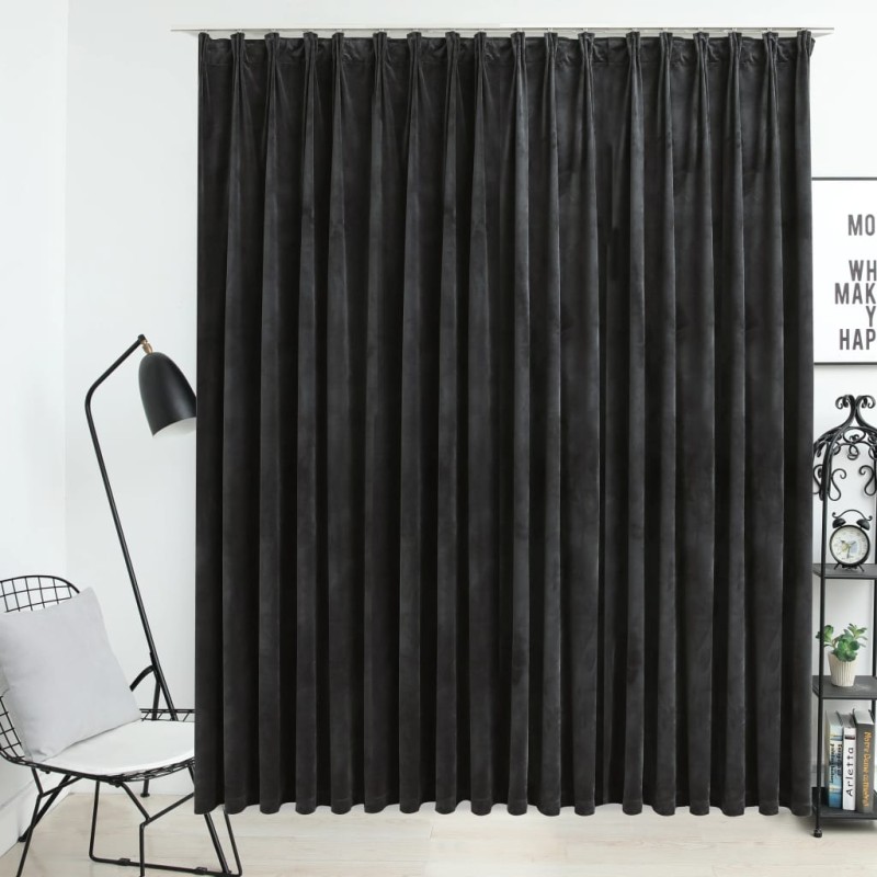 vidaXL Cortina opaca con ganchos terciopelo gris antracita 290x245 cm vidaXL Cortina opaca con ganchos terciopelo gris antracita 290x245 cm