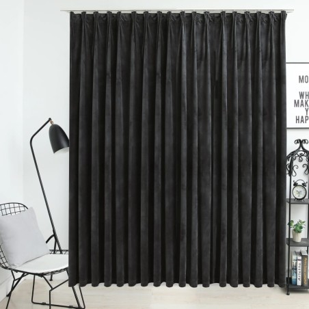 vidaXL Cortina opaca con ganchos terciopelo gris antracita 290x245 cm