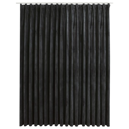 vidaXL Cortina opaca con ganchos terciopelo gris antracita 290x245 cm