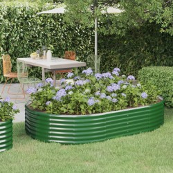 vidaXL Jardinera arriate acero recubrimiento polvo verde 214x140x36 cm