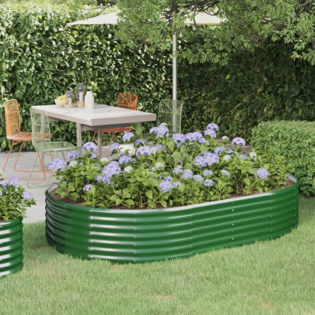 vidaXL Jardinera arriate acero recubrimiento polvo verde 214x140x36 cm