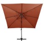 vidaXL Sombrilla voladiza con doble techo terracota 300x300 cm vidaXL Sombrilla voladiza con doble techo terracota 300x300 cm