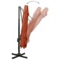 vidaXL Sombrilla voladiza con doble techo terracota 300x300 cm vidaXL Sombrilla voladiza con doble techo terracota 300x300 cm