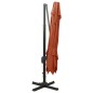 vidaXL Sombrilla voladiza con doble techo terracota 300x300 cm vidaXL Sombrilla voladiza con doble techo terracota 300x300 cm