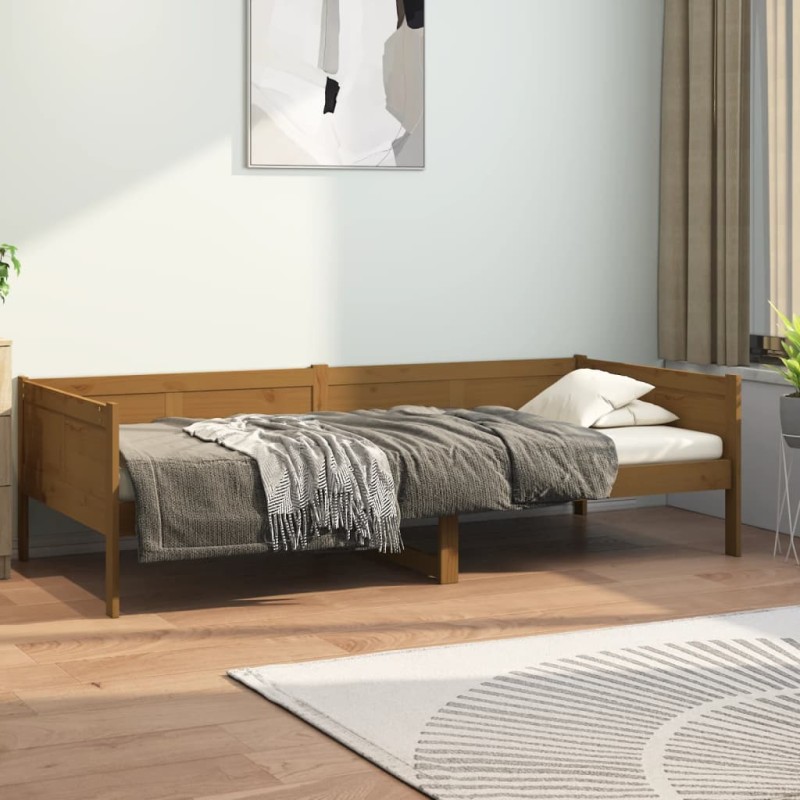 vidaXL Sofá cama madera maciza de pino marrón miel 80x200 cm vidaXL Sofá cama madera maciza de pino marrón miel 80x200 cm
