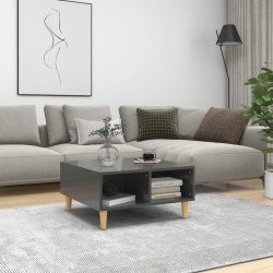 vidaXL Mesa de centro madera contrachapada gris brillante 60x60x30 cm