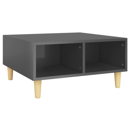 vidaXL Mesa de centro madera contrachapada gris brillante 60x60x30 cm