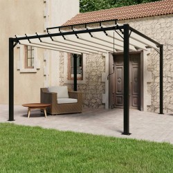 vidaXL Cenador con techo persiana 3x3 m tela y aluminio crema