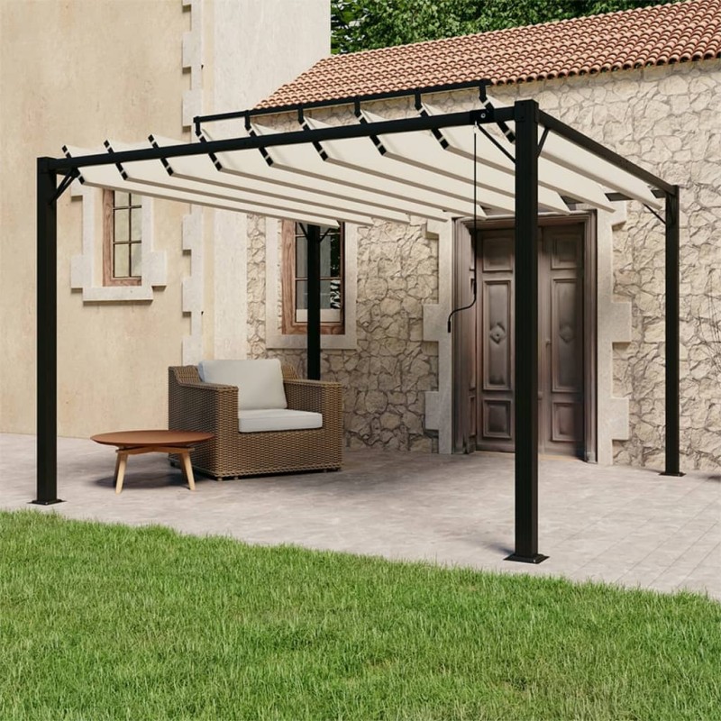 vidaXL Cenador con techo persiana 3x3 m tela y aluminio crema vidaXL Cenador con techo persiana 3x3 m tela y aluminio crema