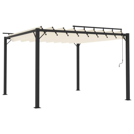 vidaXL Cenador con techo persiana 3x3 m tela y aluminio crema
