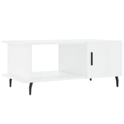 vidaXL Mesa de centro madera contrachapada blanco brillo 90x50x40 cm