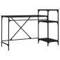 vidaXL Escritorio con estantes hierro y madera negro 135x50x90 cm vidaXL Escritorio con estantes hierro y madera negro 135x50x90 cm