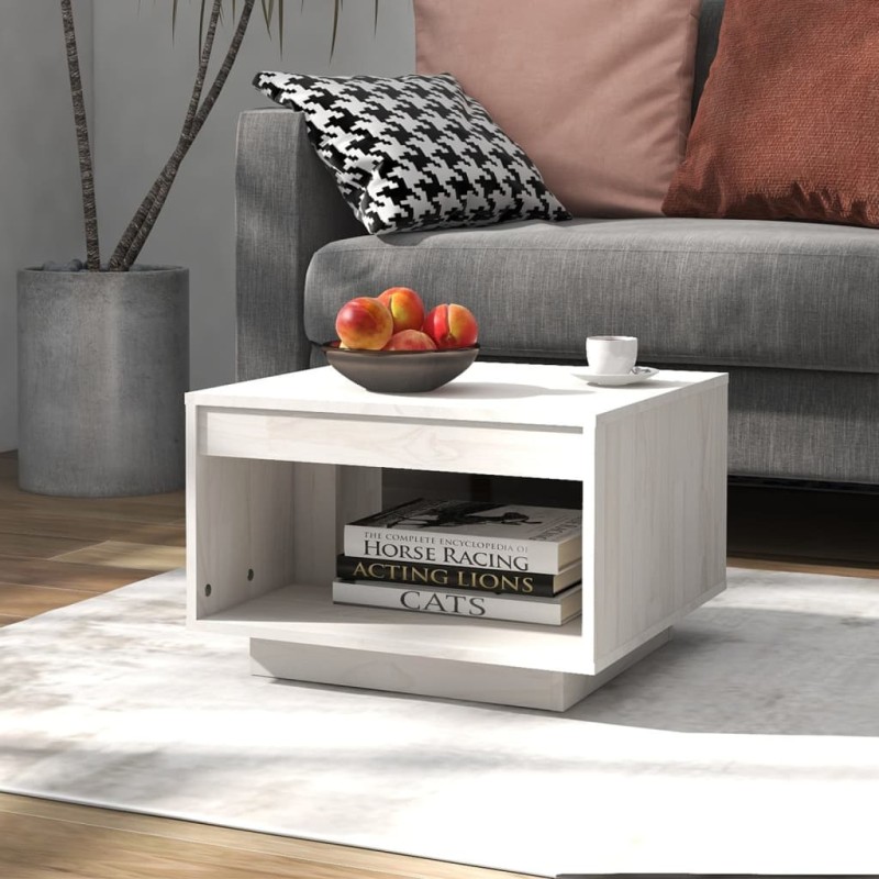 vidaXL Mesa de centro de madera maciza de pino blanco 50x50x33,5 cm vidaXL Mesa de centro de madera maciza de pino blanco 50x50x33,5 cm
