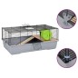 vidaXL Jaula para hámster polipropileno y metal gris 80x45x34 cm vidaXL Jaula para hámster polipropileno y metal gris 80x45x34 cm