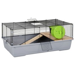 vidaXL Jaula para hámster polipropileno y metal gris 80x45x34 cm