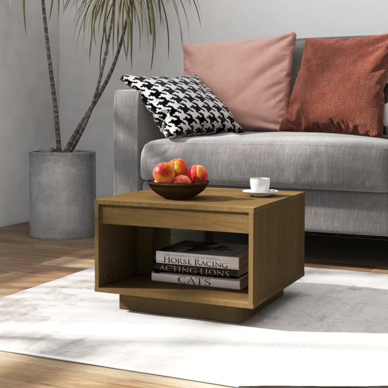 vidaXL Mesa de centro de madera maciza pino marrón miel 50x50x33,5 cm vidaXL Mesa de centro de madera maciza pino marrón miel 50x50x33,5 cm