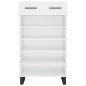 vidaXL Mueble zapatero madera contrachapada blanco brillo 60x35x105 cm
