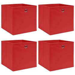 vidaXL Cajas de almacenaje 4 uds tela rojo 32x32x32 cm