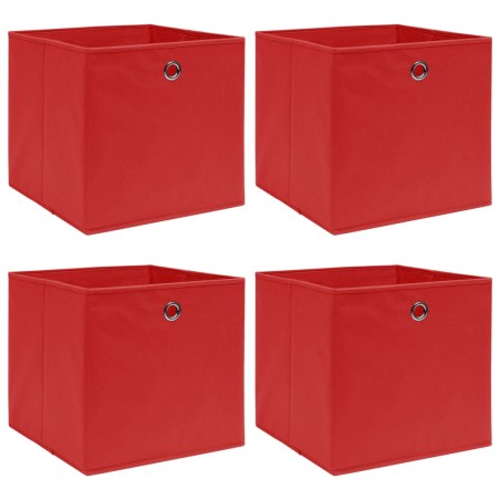 vidaXL Cajas de almacenaje 4 uds tela rojo 32x32x32 cm
