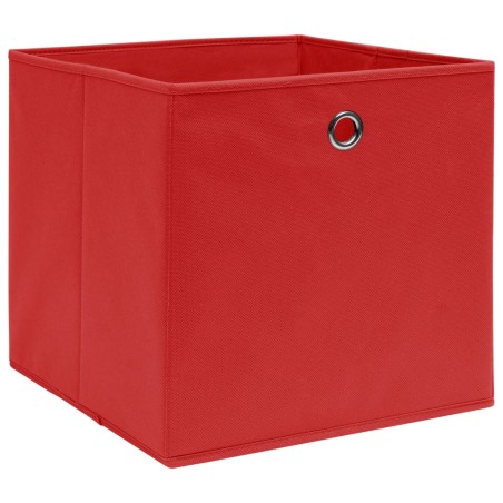 vidaXL Cajas de almacenaje 4 uds tela rojo 32x32x32 cm