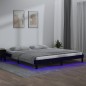 vidaXL Estructura de cama con LED madera maciza negra 200x200 cm