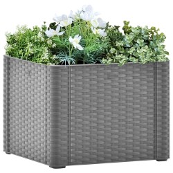 vidaXL Arriate con sistema de riego automático gris 43x43x33 cm