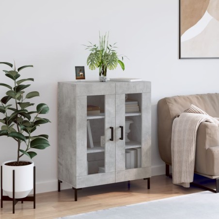 vidaXL Aparador de madera de ingeniería gris hormigón 69,5x34x90 cm