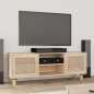 vidaXL Mueble para TV madera maciza pino y ratán natural 105x30x40 cm