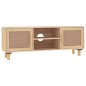 vidaXL Mueble para TV madera maciza pino y ratán natural 105x30x40 cm